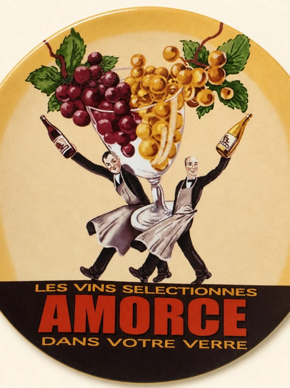 Vintage Pottery Barn Wine Bar Appetizer Plates, Set of 4 French & Italian Wine